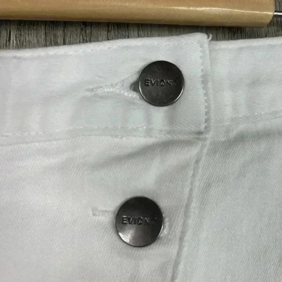 EVIDNT Skirt 26 White Denim Asymmetrical Front Slit Buttons Pencil Anthropologie - Picture 3 of 10